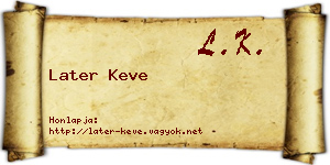 Later Keve névjegykártya